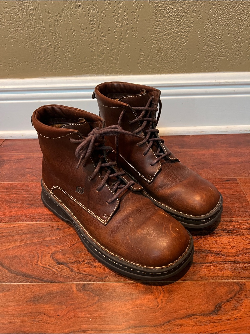 Born Brown Lace-Up Leather Boots